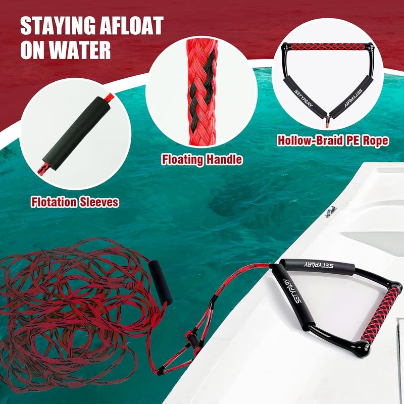 SETYPARY 75FT Wakeboard Rope and Handle, Floating Water Ski Rope for Watersports, 4 Sections Ski Ropes for Water Skiing, Kneeboarding, Wakeboarding - Image 5